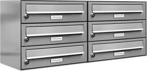 AL Briefkastensysteme Wandbriefkasten 6 Fach Premium Edelstahl Briefkasten Post A4 modern robustwetterfest