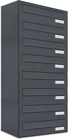 AL Briefkastensysteme Durchwurfbriefkasten 8 Fach Premium Briefkasten A4 in RAL 7016 Anthrazit Grau wetterfest
