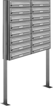 AL Briefkastensysteme Standbriefkasten 16 Fach Premium Edelstahl Briefkasten Post A4 modern robustwetterfest