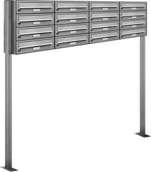 AL Briefkastensysteme Standbriefkasten 16 Fach Premium Edelstahl Briefkasten Post A4 modern robustwetterfest