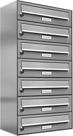 AL Briefkastensysteme Wandbriefkasten 7 Fach Premium Edelstahl Briefkasten Post A4 modern robustwetterfest