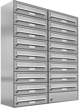 AL Briefkastensysteme Wandbriefkasten 17 Fach Premium Edelstahl Briefkasten Post A4 modern robustwetterfest