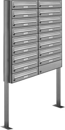 AL Briefkastensysteme Standbriefkasten 17 Fach Premium Edelstahl Briefkasten Post A4 modern robustwetterfest