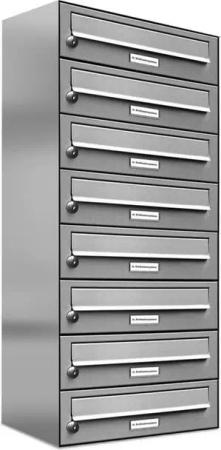 AL Briefkastensysteme Wandbriefkasten 8 Fach Premium Edelstahl Briefkasten Post A4 modern robustwetterfest