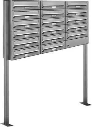 AL Briefkastensysteme Standbriefkasten 17 Fach Premium Edelstahl Briefkasten Post A4 modern robustwetterfest
