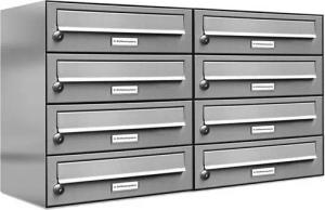 AL Briefkastensysteme Wandbriefkasten 8 Fach Premium Edelstahl Briefkasten Post A4 modern robustwetterfest