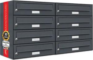 AL Briefkastensysteme Wandbriefkasten 8 Fach Premium Briefkasten A4 in RAL Farbe 7016 Anthrazit Grau