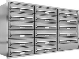 AL Briefkastensysteme Wandbriefkasten 17 Fach Premium Edelstahl Unterputz Briefkasten A4 modern wetterfest