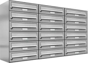 AL Briefkastensysteme Wandbriefkasten 18 Fach Premium Edelstahl Briefkasten Post A4 modern robustwetterfest