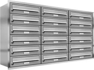 AL Briefkastensysteme Wandbriefkasten 18 Fach Premium Edelstahl Unterputz Briefkasten A4 modern wetterfest