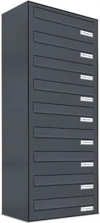 AL Briefkastensysteme Durchwurfbriefkasten 9 Fach Premium Briefkasten A4 in RAL 7016 Anthrazit Grau wetterfest