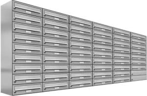 AL Briefkastensysteme Wandbriefkasten 52 Fach Premium Edelstahl Briefkasten Post A4 modern robustwetterfest