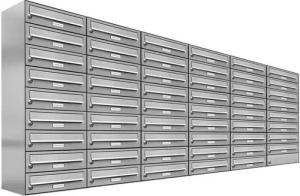 AL Briefkastensysteme Wandbriefkasten 53 Fach Premium Edelstahl Briefkasten Post A4 modern robustwetterfest