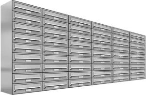 AL Briefkastensysteme Wandbriefkasten 54 Fach Premium Edelstahl Briefkasten Post A4 modern robustwetterfest