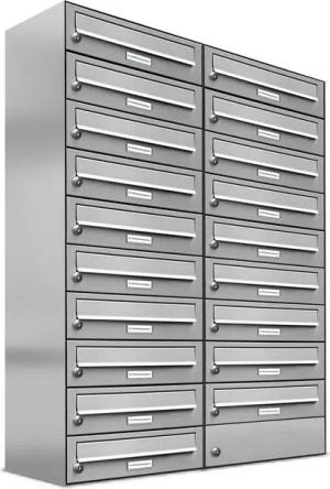 AL Briefkastensysteme Wandbriefkasten 19 Fach Premium Edelstahl Briefkasten Post A4 modern robustwetterfest