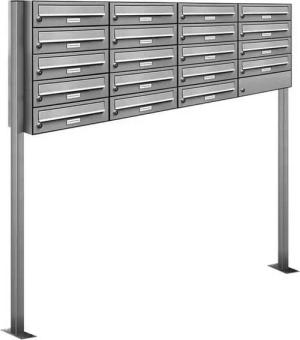 AL Briefkastensysteme Standbriefkasten 19 Fach Premium Edelstahl Briefkasten Post A4 modern robustwetterfest