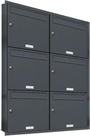 AL Briefkastensysteme Wandbriefkasten 6 Fach Premium Unterputz Briefkasten RAL 7016 Anthrazit wetterfest