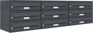 AL Briefkastensysteme Wandbriefkasten 9 Fach Premium Briefkasten A4 in RAL Farbe 7016 Anthrazit Grau