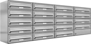 AL Briefkastensysteme Wandbriefkasten 19 Fach Premium Edelstahl Briefkasten Post A4 modern robustwetterfest