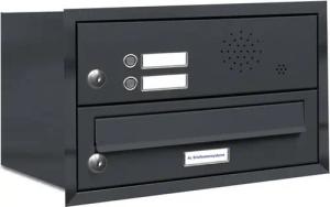 AL Briefkastensysteme Wandbriefkasten 1 Fach Premium Unterputz Briefkasten RAL 7016 Anthrazit wetterfest