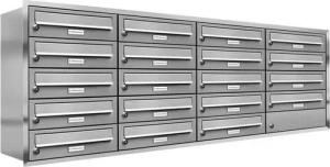 AL Briefkastensysteme Wandbriefkasten 19 Fach Premium Edelstahl Unterputz Briefkasten A4 modern wetterfest