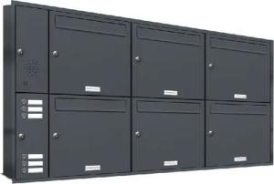 AL Briefkastensysteme Wandbriefkasten 6 Fach Premium Unterputz Briefkasten RAL 7016 Anthrazit wetterfest