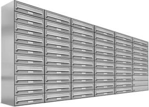 AL Briefkastensysteme Wandbriefkasten 57 Fach Premium Edelstahl Briefkasten Post A4 modern robustwetterfest