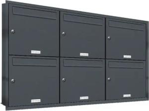 AL Briefkastensysteme Wandbriefkasten 6 Fach Premium Unterputz Briefkasten RAL 7016 Anthrazit wetterfest