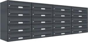 AL Briefkastensysteme Wandbriefkasten 20 Fach Premium Briefkasten A4 in RAL Farbe 7016 Anthrazit Grau