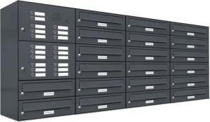 AL Briefkastensysteme Wandbriefkasten 20 Fach Premium Briefkasten A4 in RAL 7016 Anthrazit Grau wetterfest