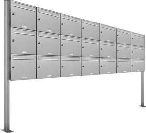 AL Briefkastensysteme Standbriefkasten 21 Fach Premium Edelstahl Briefkasten Post A4 modern robustwetterfest