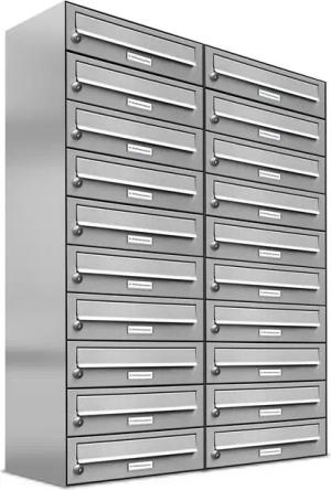 AL Briefkastensysteme Wandbriefkasten 20 Fach Premium Edelstahl Briefkasten Post A4 modern robustwetterfest
