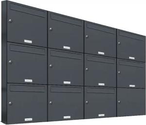 AL Briefkastensysteme Wandbriefkasten 11 Fach Premium Briefkasten A4 in RAL 7016 Anthrazit Grau wetterfest