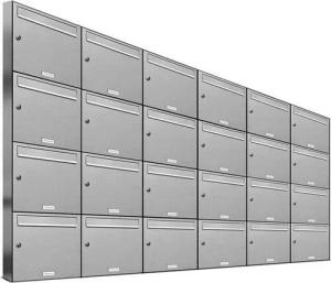 AL Briefkastensysteme Wandbriefkasten 24 Fach Premium Edelstahl Briefkasten Post A4 modern robustwetterfest