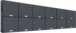 AL Briefkastensysteme Wandbriefkasten 12 Fach Premium Briefkasten A4 in RAL 7016 Anthrazit Grau wetterfest