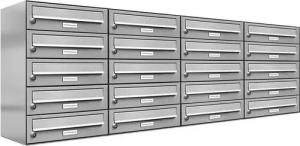 AL Briefkastensysteme Wandbriefkasten 20 Fach Premium Edelstahl Briefkasten Post A4 modern robustwetterfest