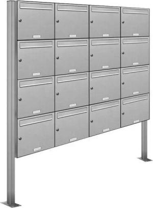 AL Briefkastensysteme Standbriefkasten 16 Fach Premium Edelstahl Briefkasten Post A4 modern robustwetterfest