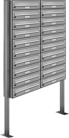 AL Briefkastensysteme Standbriefkasten 20 Fach Premium Edelstahl Briefkasten Post A4 modern robustwetterfest