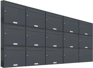AL Briefkastensysteme Wandbriefkasten 13 Fach Premium Briefkasten A4 in RAL 7016 Anthrazit Grau wetterfest