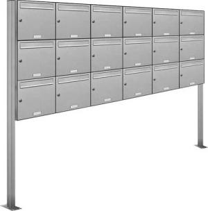 AL Briefkastensysteme Standbriefkasten 18 Fach Premium Edelstahl Briefkasten Post A4 modern robustwetterfest