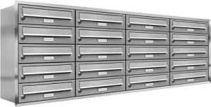 AL Briefkastensysteme Wandbriefkasten 20 Fach Premium Edelstahl Unterputz Briefkasten A4 modern wetterfest