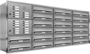 AL Briefkastensysteme Wandbriefkasten 20 Fach Premium Edelstahl Unterputz Briefkasten A4 modern wetterfest