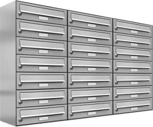 AL Briefkastensysteme Wandbriefkasten 21 Fach Premium Edelstahl Briefkasten Post A4 modern robustwetterfest