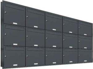 AL Briefkastensysteme Wandbriefkasten 15 Fach Premium Unterputz Briefkasten RAL 7016 Anthrazit wetterfest
