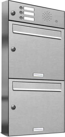 AL Briefkastensysteme Wandbriefkasten 2 Fach Premium Edelstahl Briefkasten Post A4 modern robustwetterfest
