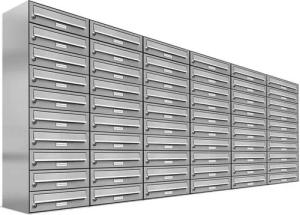 AL Briefkastensysteme Wandbriefkasten 60 Fach Premium Edelstahl Briefkasten Post A4 modern robustwetterfest