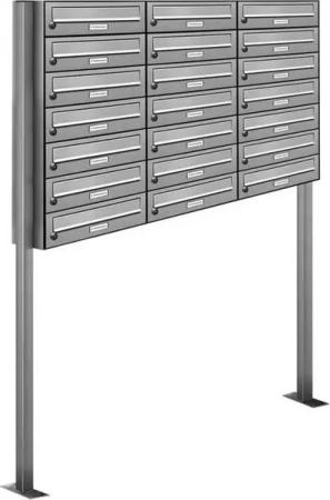 AL Briefkastensysteme Standbriefkasten 21 Fach Premium Edelstahl Briefkasten Post A4 modern robustwetterfest