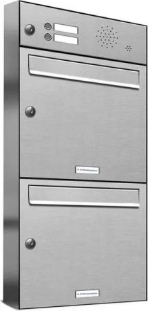 AL Briefkastensysteme Wandbriefkasten 2 Fach Premium Edelstahl Briefkasten Post A4 modern robustwetterfest