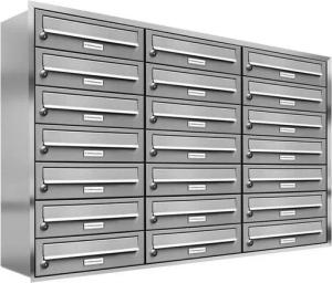 AL Briefkastensysteme Wandbriefkasten 21 Fach Premium Edelstahl Unterputz Briefkasten A4 modern wetterfest