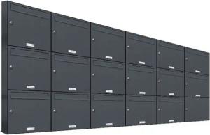 AL Briefkastensysteme Wandbriefkasten 17 Fach Premium Briefkasten A4 in RAL 7016 Anthrazit Grau wetterfest